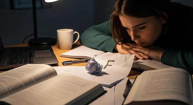 student-disheartened-reacting-a-failing-grade-at-night-photo